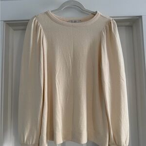LOFT Cream Long Sleeve Top